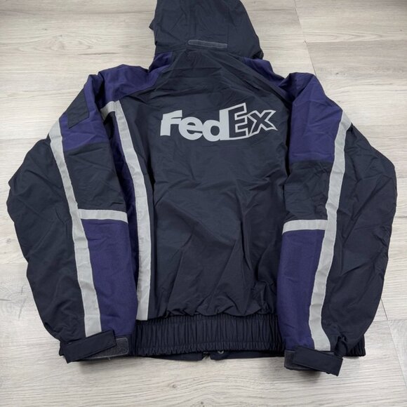 FedEx Jacket Mens XL Hooded Full Zip Rain Reflective ImageWear Stan Her… - Picture 7 of 8